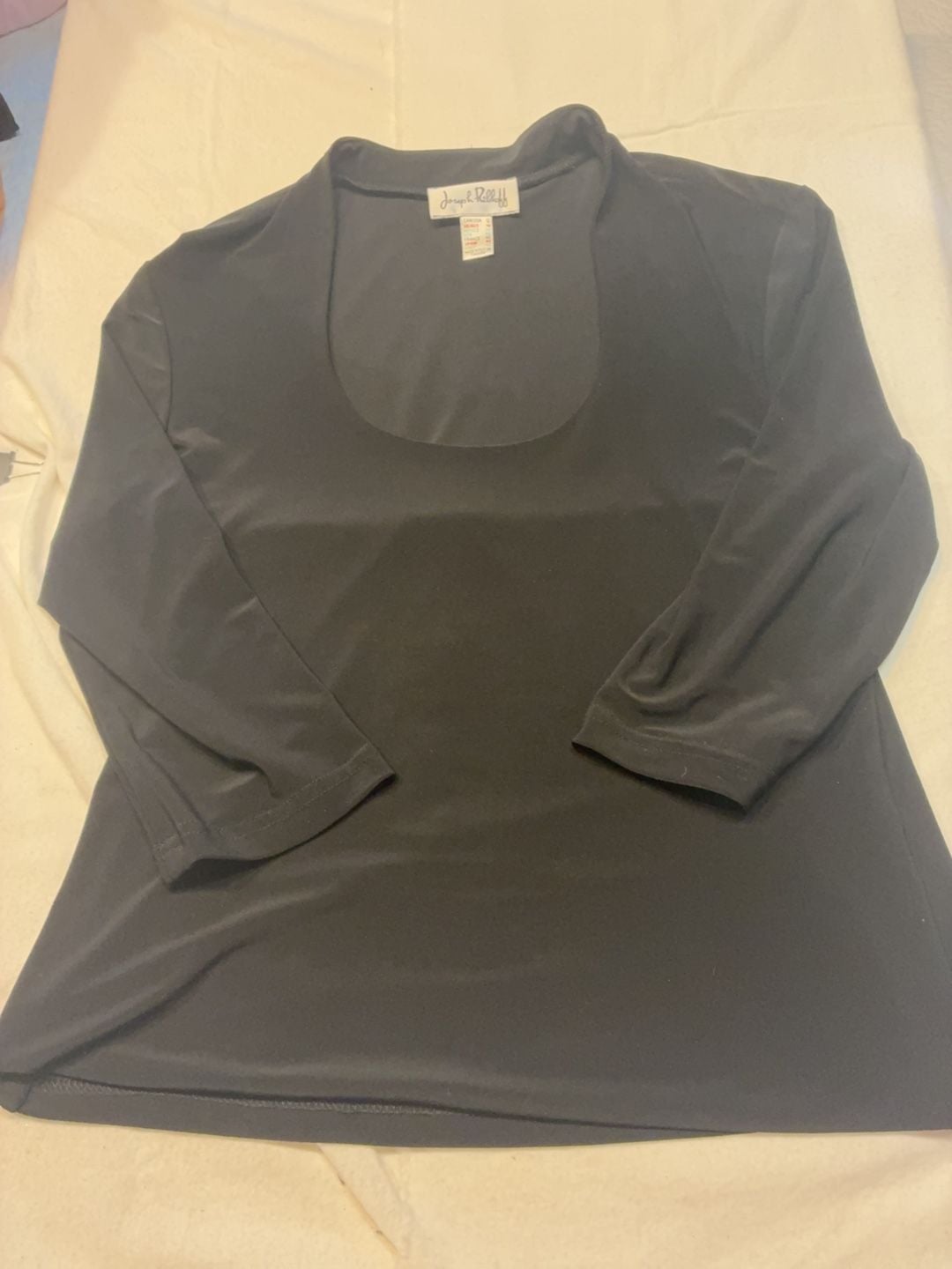 Joseph Ribkoff Black Scoop Neck 3/4 Sleeve Top Size 12